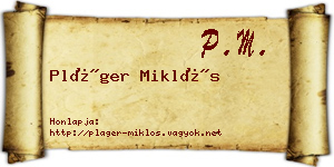 Pláger Miklós névjegykártya